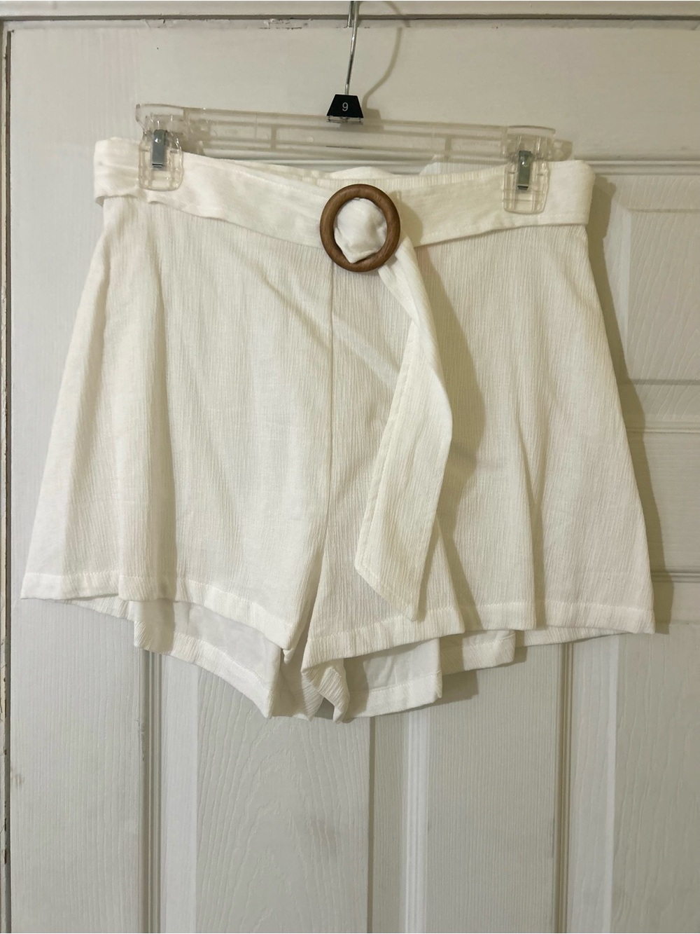 Showpo White High-Waist Belted Flare Shorts
